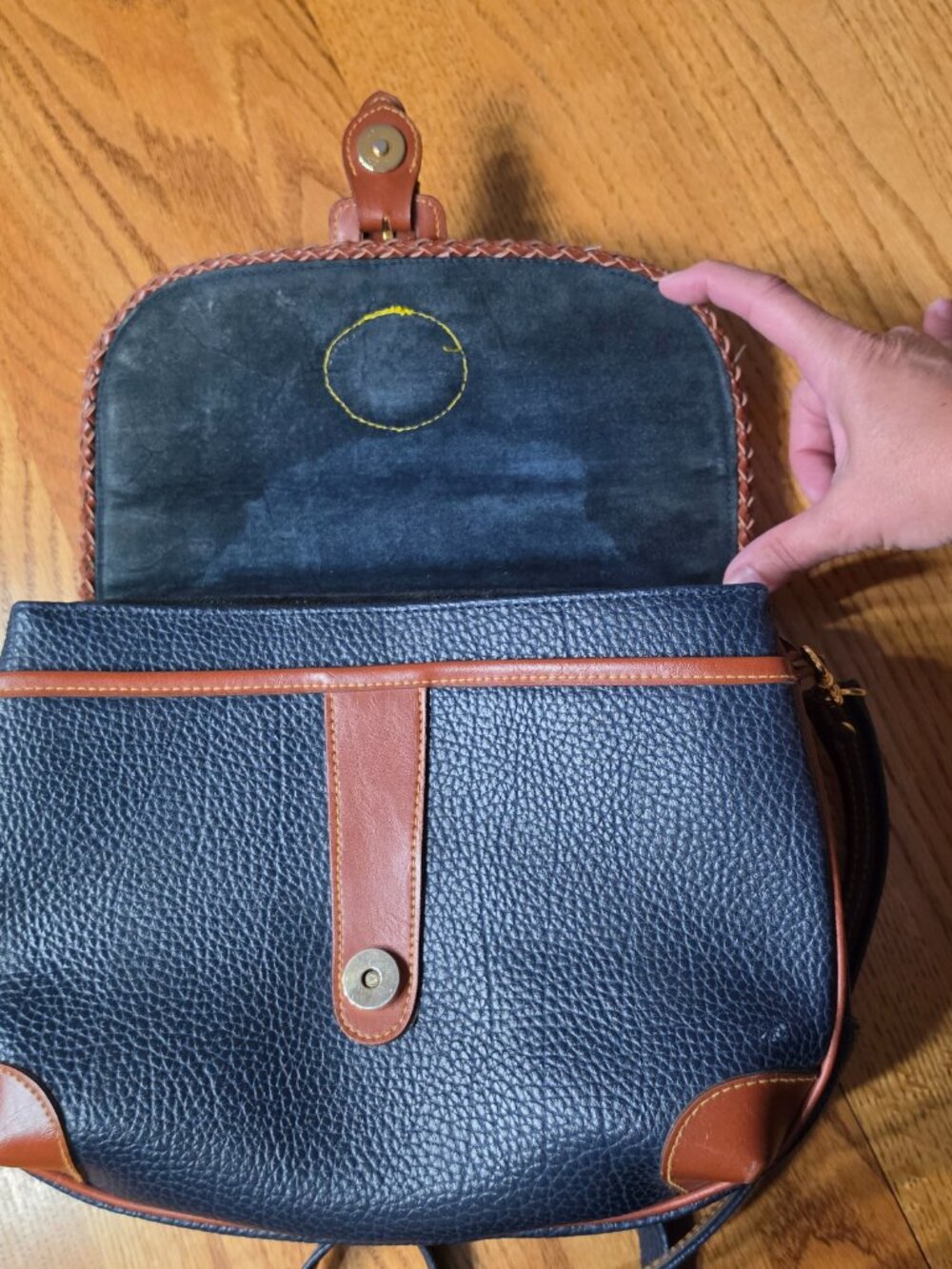 Vintage Dooney and Bourke shoulder bag All Weather Leather Blue Brown - Picture 5 of 12
